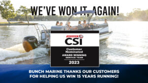 Mercury CSI service award winner badge for Bunch Marine boat dealer near knoxville tn